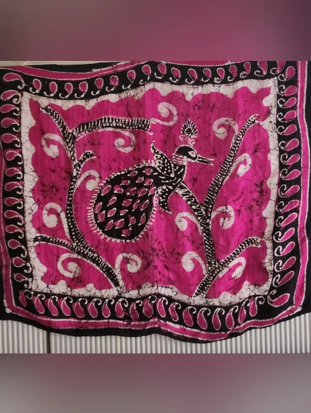 100% Pure Silk Peacock Batik Scarf Large Wrap 39